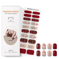 PureGlow Co christmas gel nail strips in red snowmen design for quick at-home manicure