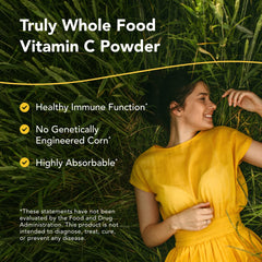 Purely-C bottle label highlighting whole-food vitamin C