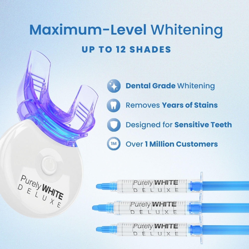 Before and after whitening results with PurelyWHITE DELUXE
