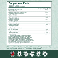 Close-up of cranberry extract and herbal ingredients for kidney health