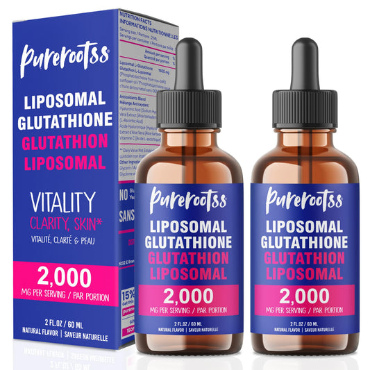 Front view of PureRootss Liposomal Glutathione Liquid Supplement Pack of 2