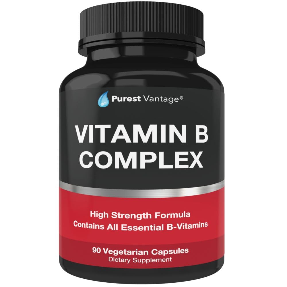 Purest Vantage Vitamin B Complex bottle containing 90 vegetarian capsules