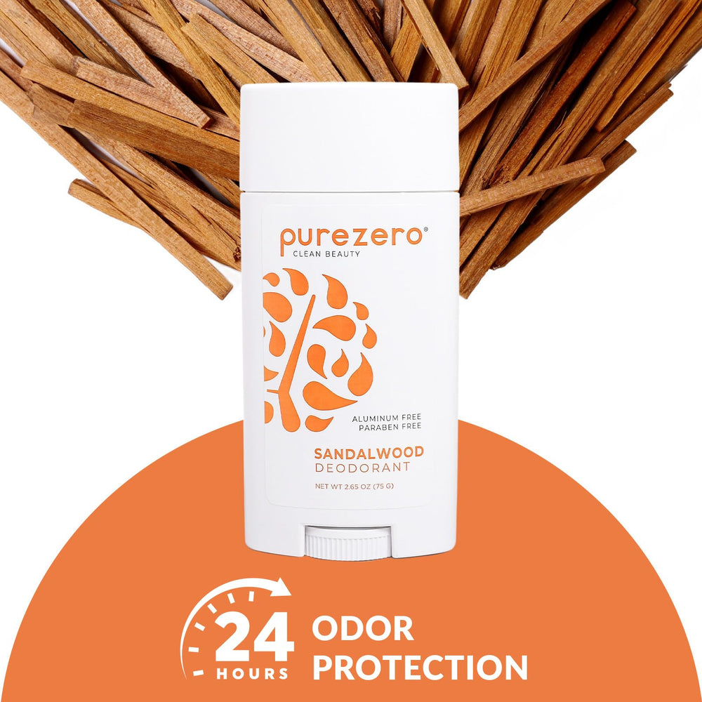 Purezero Sandalwood Deodorant ingredients blend with shea butter for hydrated skin