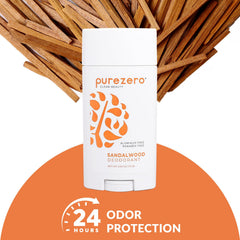 Purezero Sandalwood Deodorant ingredients blend with shea butter for hydrated skin