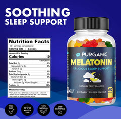 Assorted fruit-flavored melatonin gummies on white background