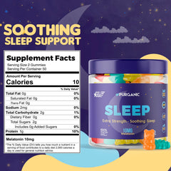 Label close-up of Purganic Melatonin Gummies bottle