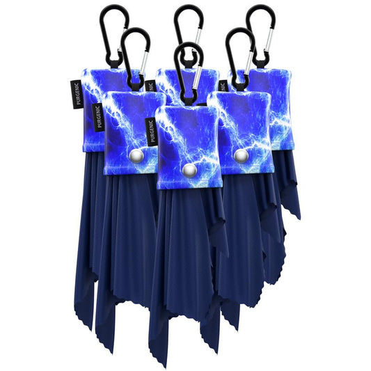 Purgenic microfiber cloths and water-resistant pouches in blue, 6-pack