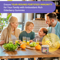 Nutrition facts panel for Purify Life Sugar-Free Elderberry Gummies