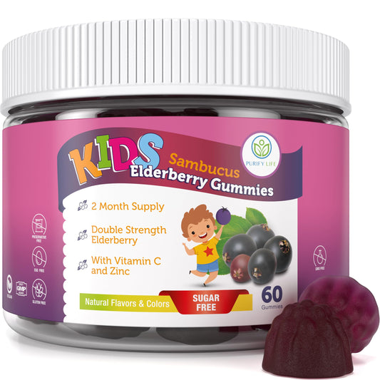 Hero image of Purify Life Sugar-Free Kids Elderberry Gummies bottle (60 ct)