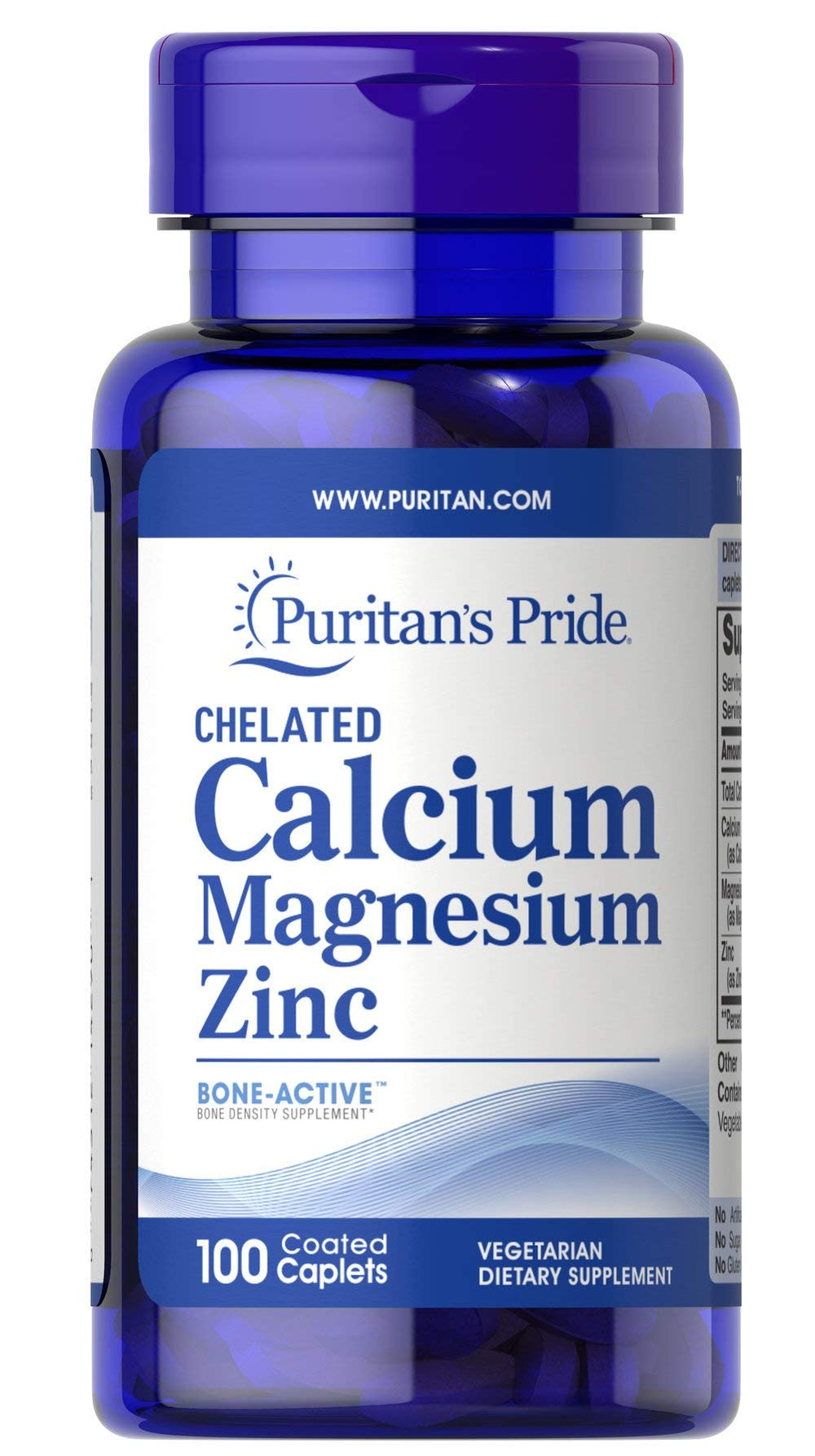 Puritan's Pride Calcium Magnesium Zinc Caplets 100 Count - Discontinued