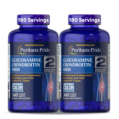 Puritan's Pride glucosamine chondroitin msm bottle cap close-up for joint support.
