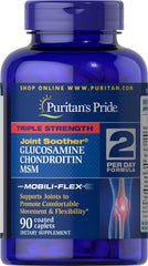 Puritan's Pride Joint Soother – Glucosamine, Chondroitin & MSM, 90 coated caplets