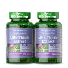 Front view of Puritan's Pride Milk Thistle 4:1 extract bottle
