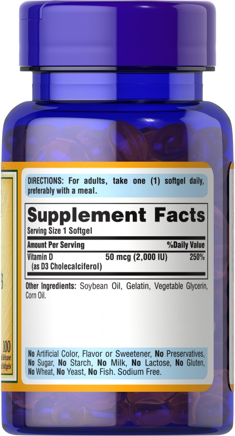 Vitamin D3 2000IU supplement box and bottle