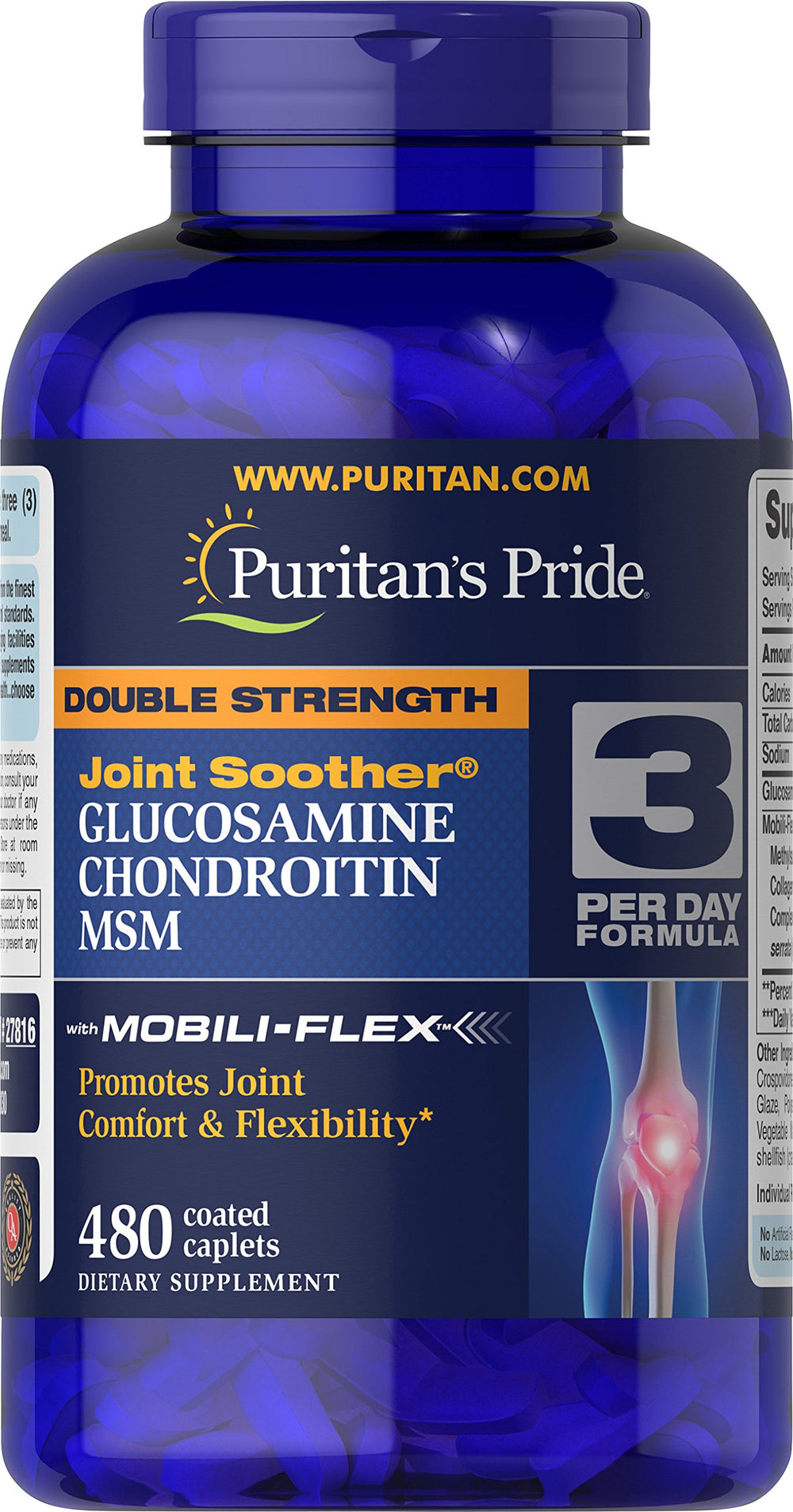 Puritan's Pride Glucosamine, Chondroitin & MSM capsules bottle