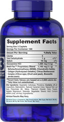 Close-up of label showing glucosamine, chondroitin and MSM