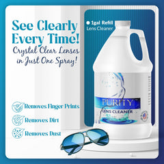 Close-up of Purity Lens Cleaner 1gal bottle label