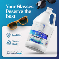 Purity Lens Cleaner bottle with AR-coated lenses illustration
