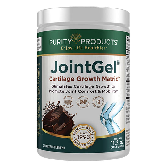 JointGel canister featuring chocolate flavor packaging