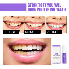 Purple color corrector toothpaste close-up