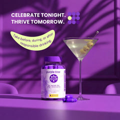 Purple Tree Liposomal DHM capsule close-up highlighting advanced absorption