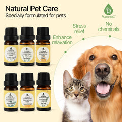 Close-up of eucalyptus oil bottle from Pursonic pet-safe set