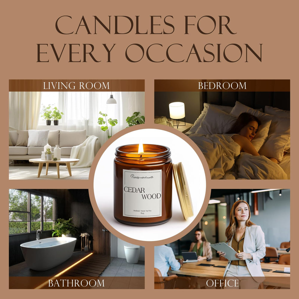 Lead-free wick and cedarwood candle close-up