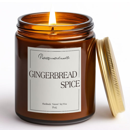 Putart Gingerbread Spice Candle in amber jar - 9oz