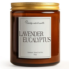 Lifestyle shot of Putart Lavender & Eucalyptus candle in home setting
