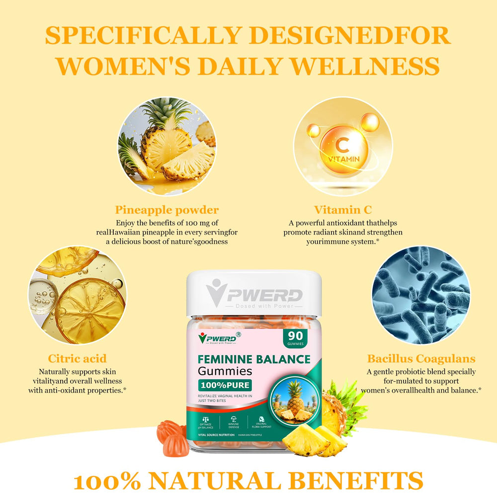 Assorted pineapple-flavored gummy vitamins for women