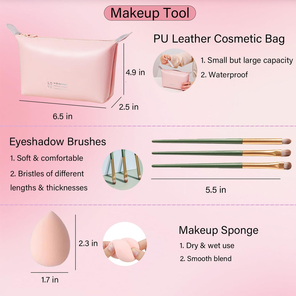 PWYSHXDF PU leather bag and brush set keeps tools organized during travel
