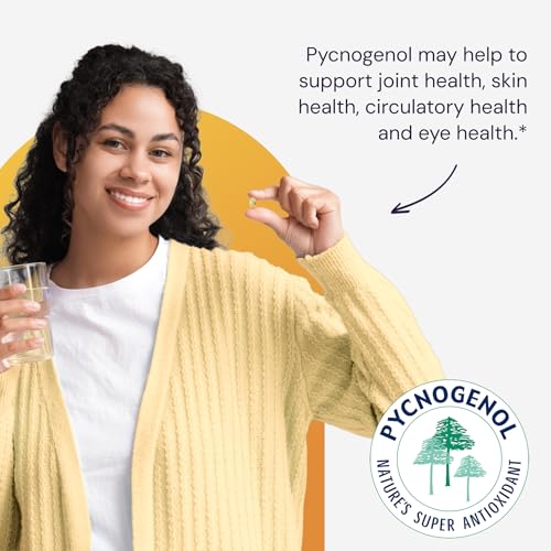 Open bottle of Pycnogenol 100 mg capsules
