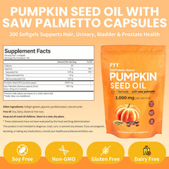 Infographic showing the 2-in-1 health blend of pumpkin seed oil and saw palmetto.