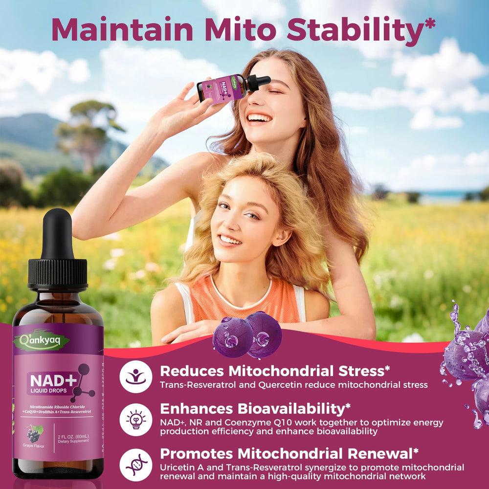 Vegan sugar-free NAD+ supplement bottle label