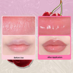 Qawnfy cherry lip mask application close-up, quick hydration.