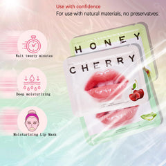 Qawnfy honey lip mask application close-up, intense moisture.