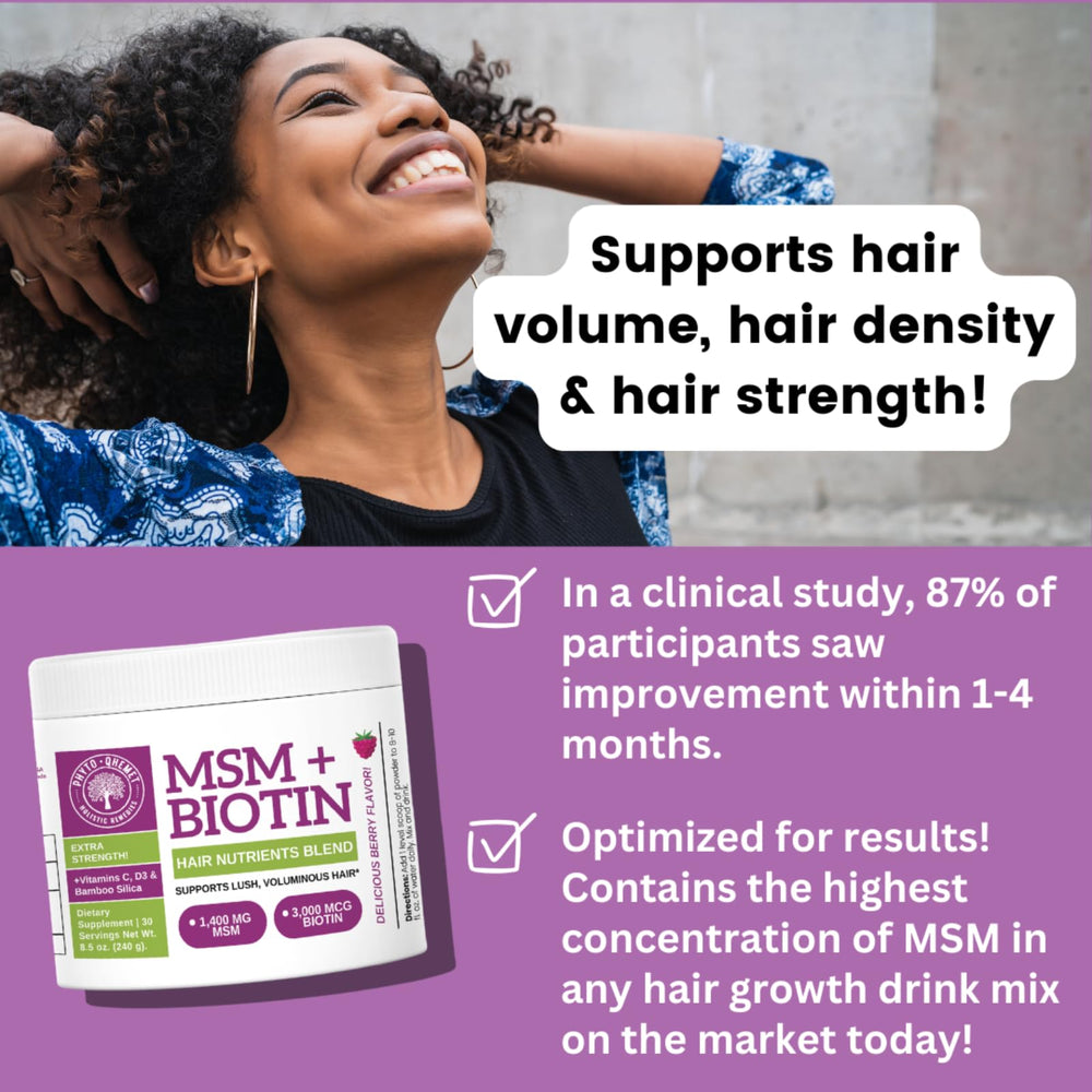 Wildberry flavored MSM + Biotin powder in a glass of water