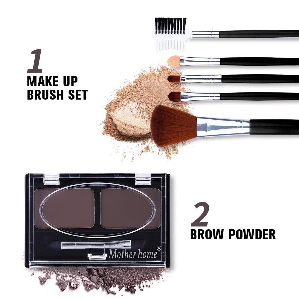 QiBest duo eyebrow powder kit creates defined brows with natural shading