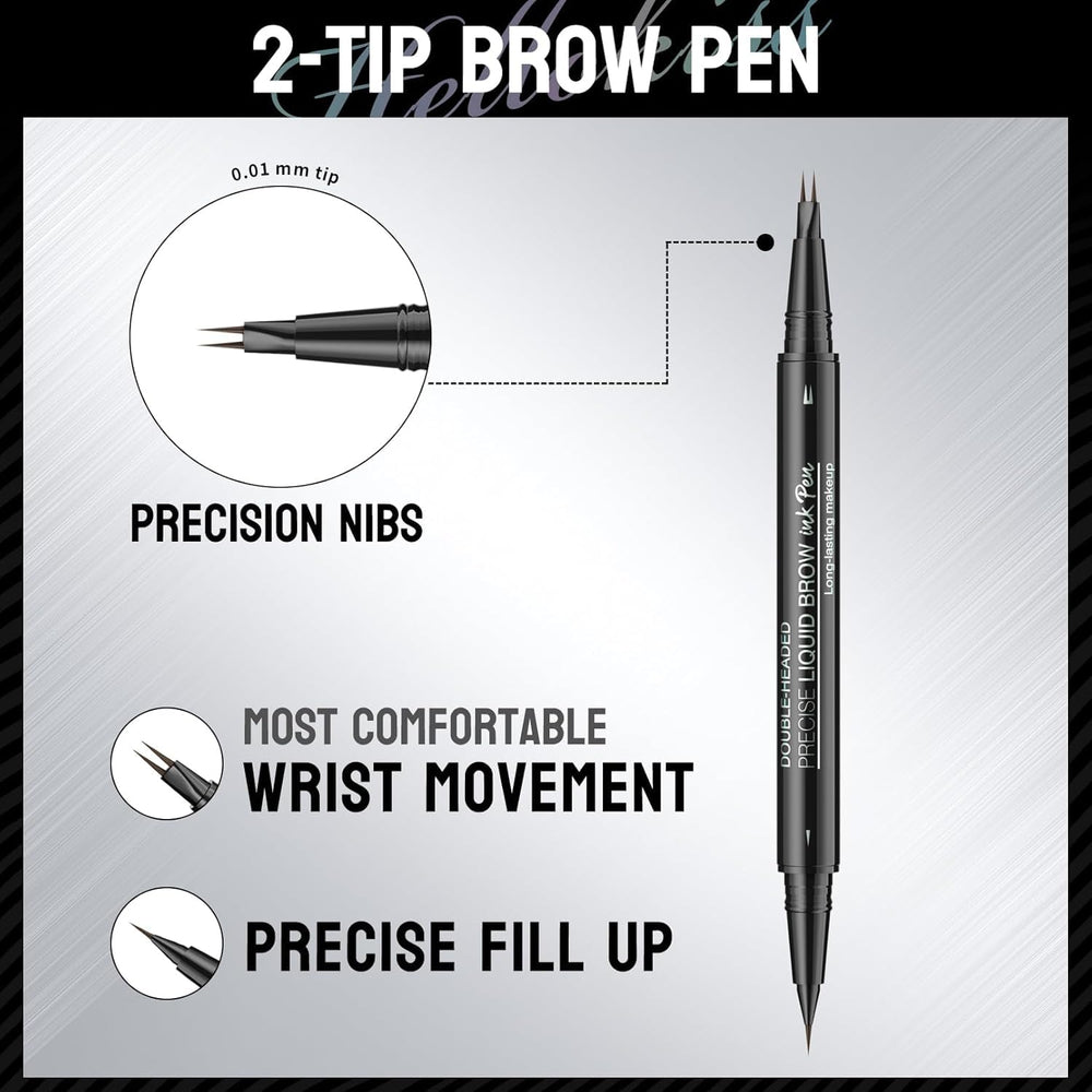 QIC 2-in-1 dual-ended brow pen with brush-tip for quick shaping.