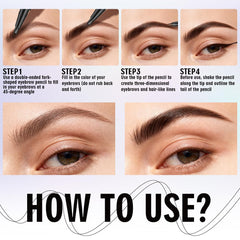 QIC 24-hour wear brow pencil maintains color through daily activities.