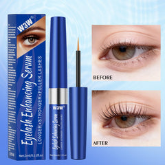 Packaging box for QIC W3W eyelash serum on a shelf.