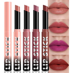 QIDSTERS 4Pcs Matte Lipstick Crayon Set offers versatile nude shades for everyday lips.