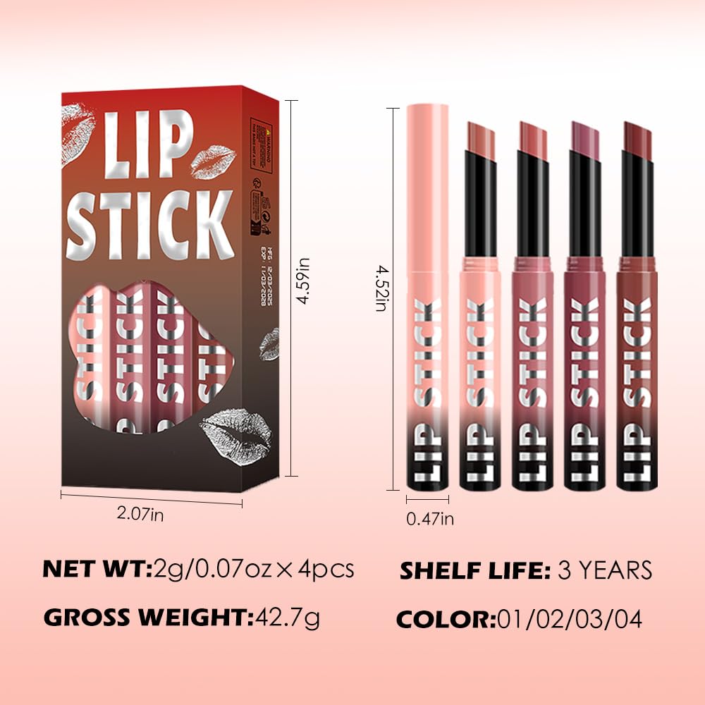 QIDSTERS portable nude lipsticks fit in your bag for on-the-go touch-ups.