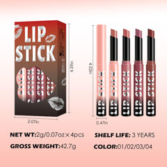 QIDSTERS portable nude lipsticks fit in your bag for on-the-go touch-ups.