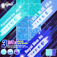 Qiipii Blue AB jelly resin rhinestones in 3mm for vibrant tumbler and accessory accents