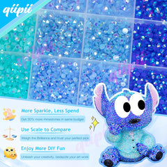 Qiipii Blue AB jelly resin rhinestones in 5mm for bold shoe and bag accents