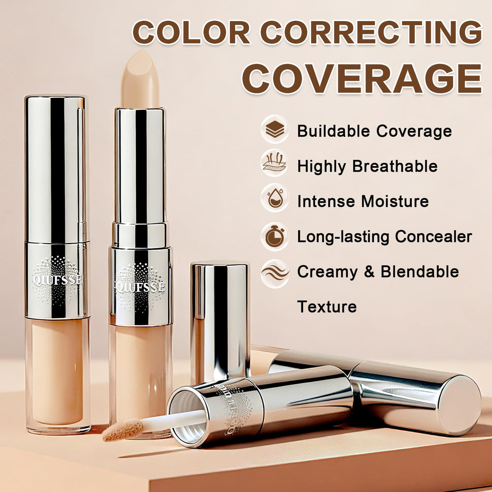 QIUFSSE concealer stick long-wear waterproof finish maintains coverage throughout the day.