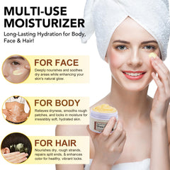 QJCWXIAOX shea butter ingredients highlighted with vitamins A, E and F for nourishment.