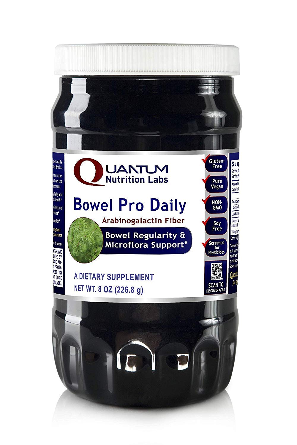 QNL Bowel Pro Daily organic prebiotic fiber powder bottle (8 oz) for digestive health