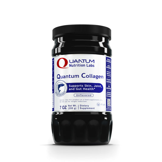 QNL Quantum Collagen bottle label showing sustainably sourced marine collagen